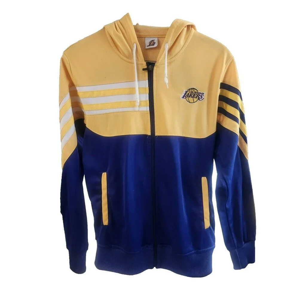Youth LOS ANGELES LAKERS Full Zip Sweater‎ Size LARGE Purple Yellow Sweater